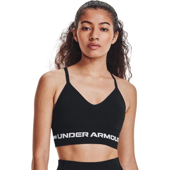 Under Armour Women's Seamless Low Impact Long Sports Bra Black Size Medium NWT - Picture 1 of 5
